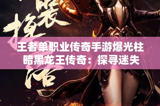 王者单职业传奇手游爆光柱 暗黑龙王传奇：探寻迷失之地，揭开神秘宝藏之谜