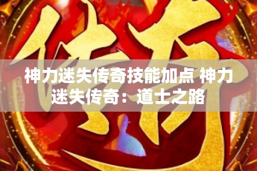神力迷失传奇技能加点 神力迷失传奇：道士之路