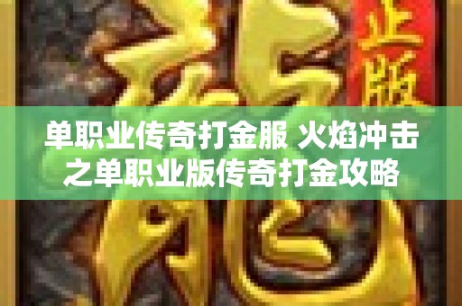 单职业传奇打金服 火焰冲击之单职业版传奇打金攻略