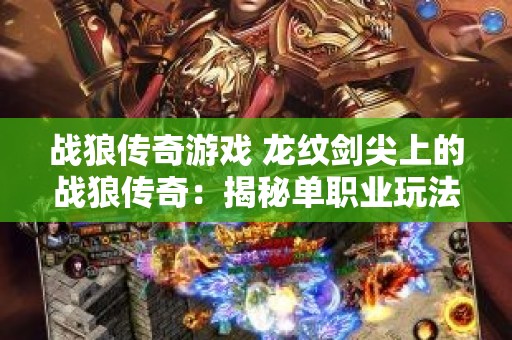 战狼传奇游戏 龙纹剑尖上的战狼传奇：揭秘单职业玩法与攻略