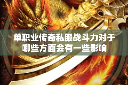 单职业传奇私服战斗力对于哪些方面会有一些影响