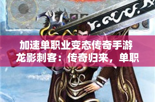 加速单职业变态传奇手游 龙影刺客：传奇归来，单职业加速盛宴