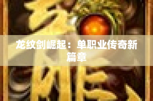 龙纹剑崛起：单职业传奇新篇章