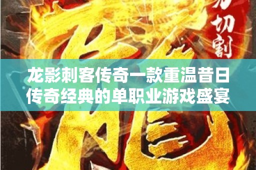 龙影刺客传奇一款重温昔日传奇经典的单职业游戏盛宴