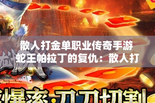 散人打金单职业传奇手游 蛇王帕拉丁的复仇：散人打金单职业传奇