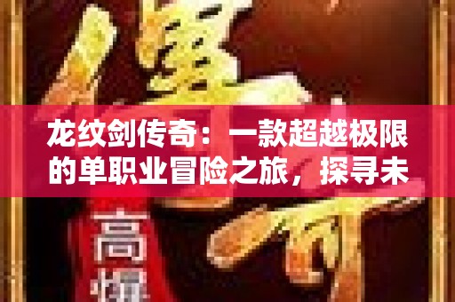 龙纹剑传奇：一款超越极限的单职业冒险之旅，探寻未知宝藏，征服邪恶势力！