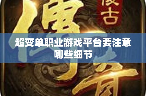 超变单职业游戏平台要注意哪些细节